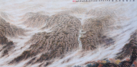 黄展时作品《秋山云壑飞流图》  规格：133x67cm